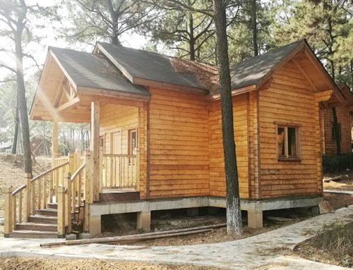 IG-1-044 high quality one floor log cabin prefab wooden resorts for sale